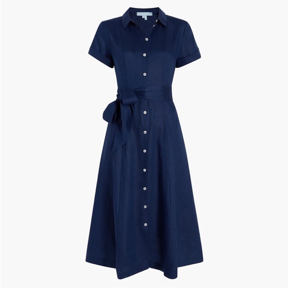 Hill House Dresses & Skirts - Tuckernuck Hill House Navy 100% Linen Lily Shirt Dress Size XS Nautical Coastal